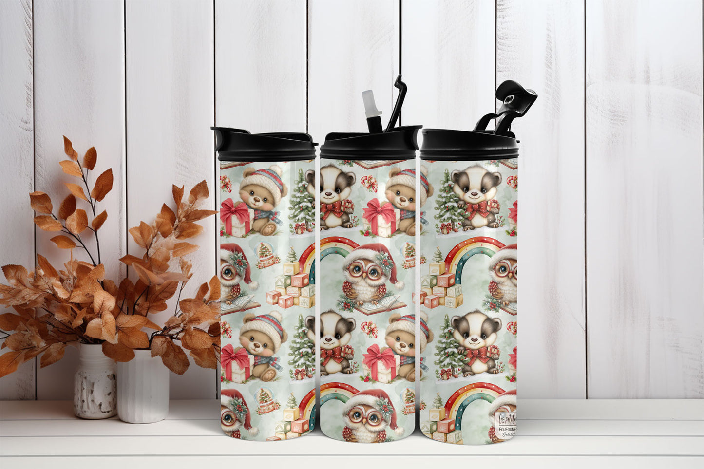 Gobelet 20oz et 30 oz - Animaux de Noël