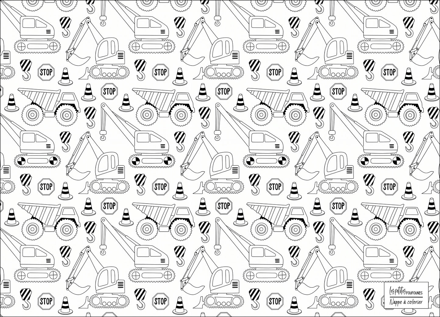 Nappe à colorier - Véhicules de constructions