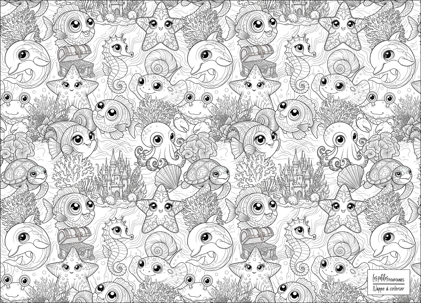 Nappe à colorier - Trésors-marin