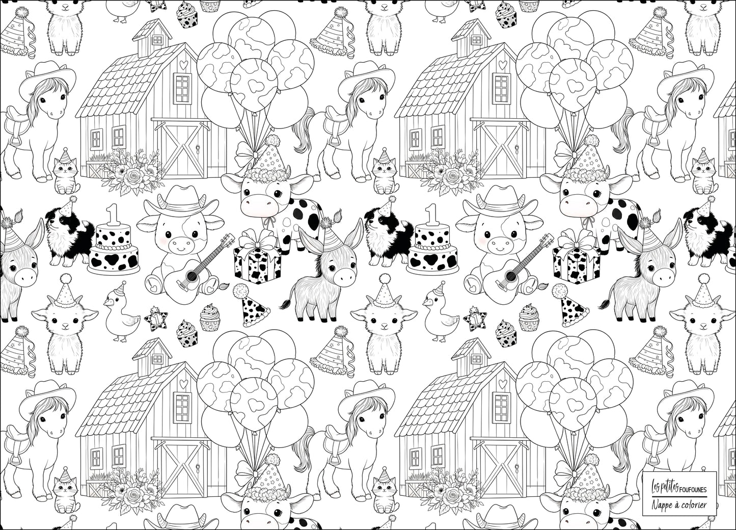 Nappe à colorier - Vache anniversaire