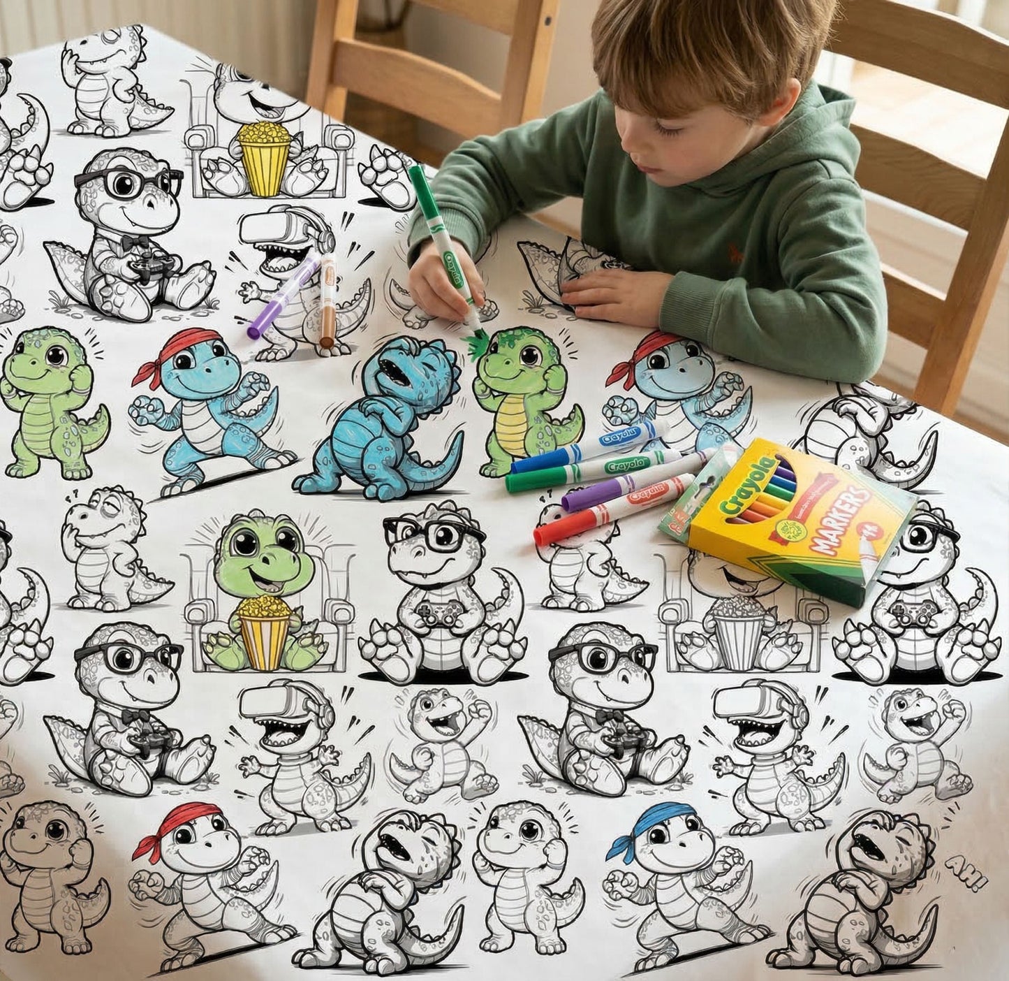 Nappe à colorier - Les dinosaures