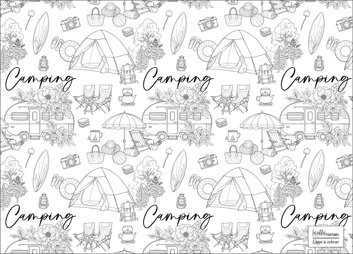Nappe à colorier - Camping girl