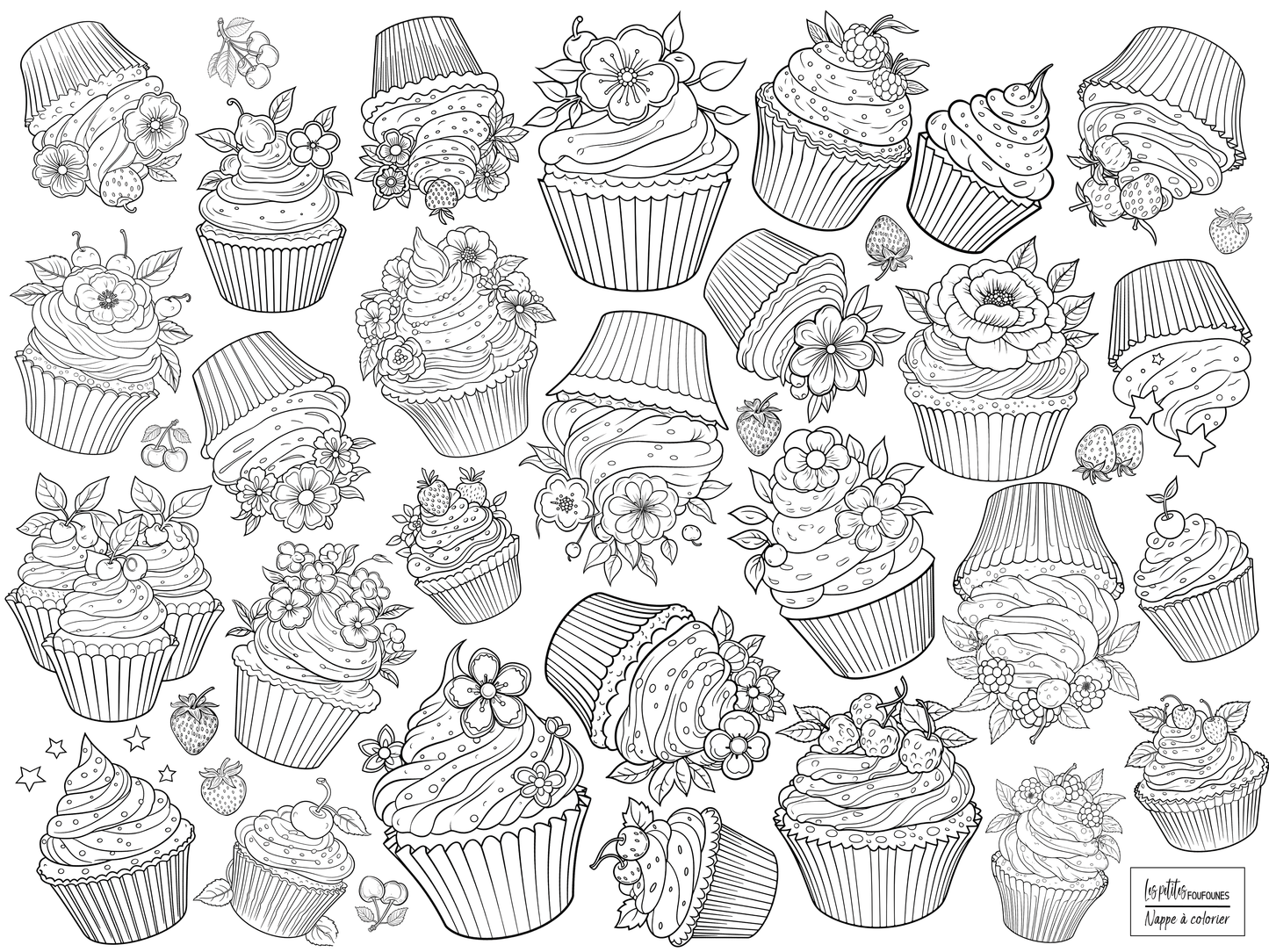 Nappe à colorier - Petits cupcakes