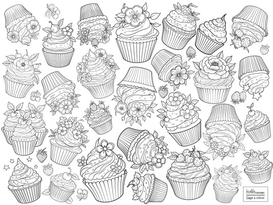 Nappe à colorier - Petits cupcakes
