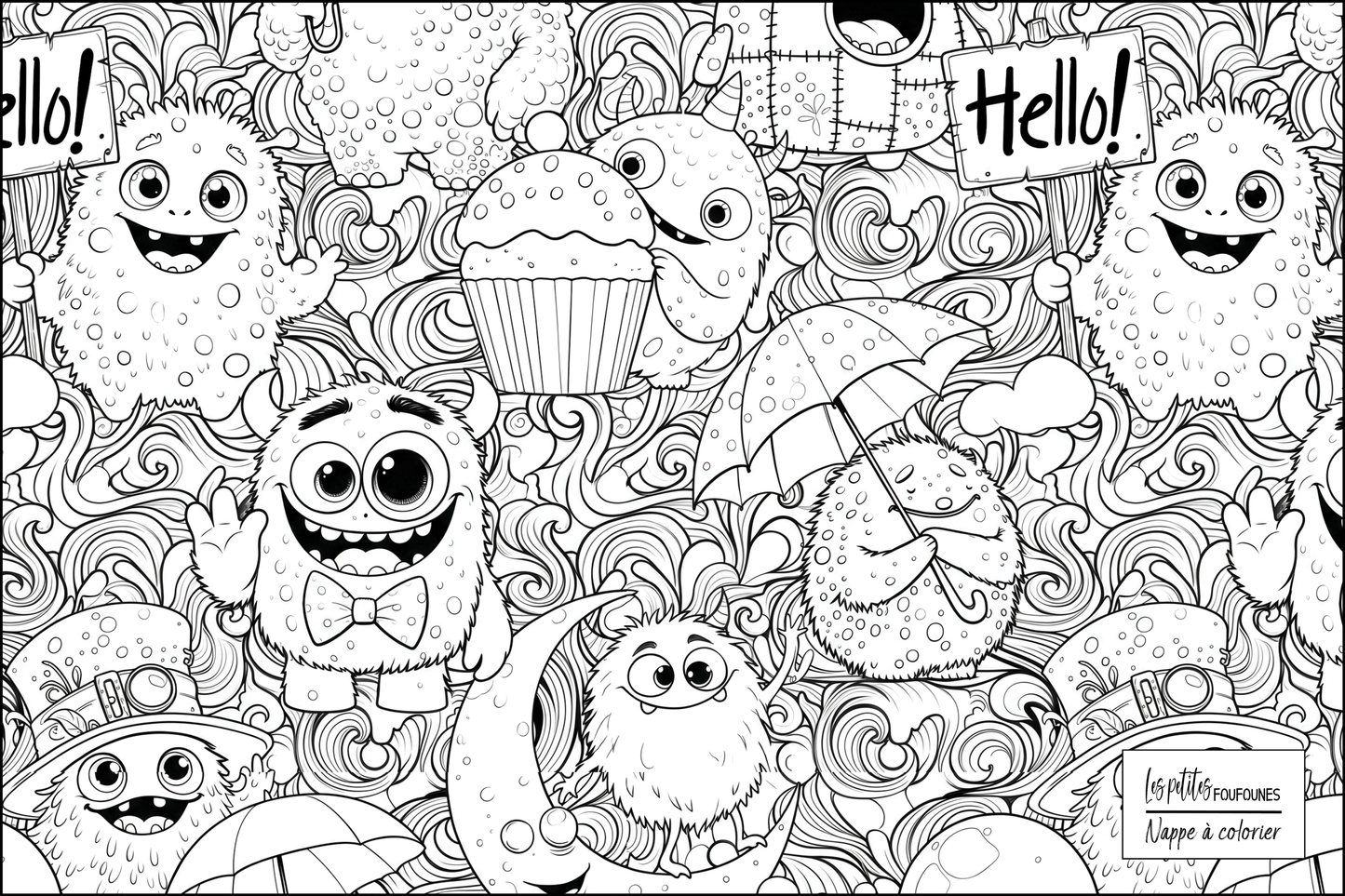Napperon à colorier - Hello monstres
