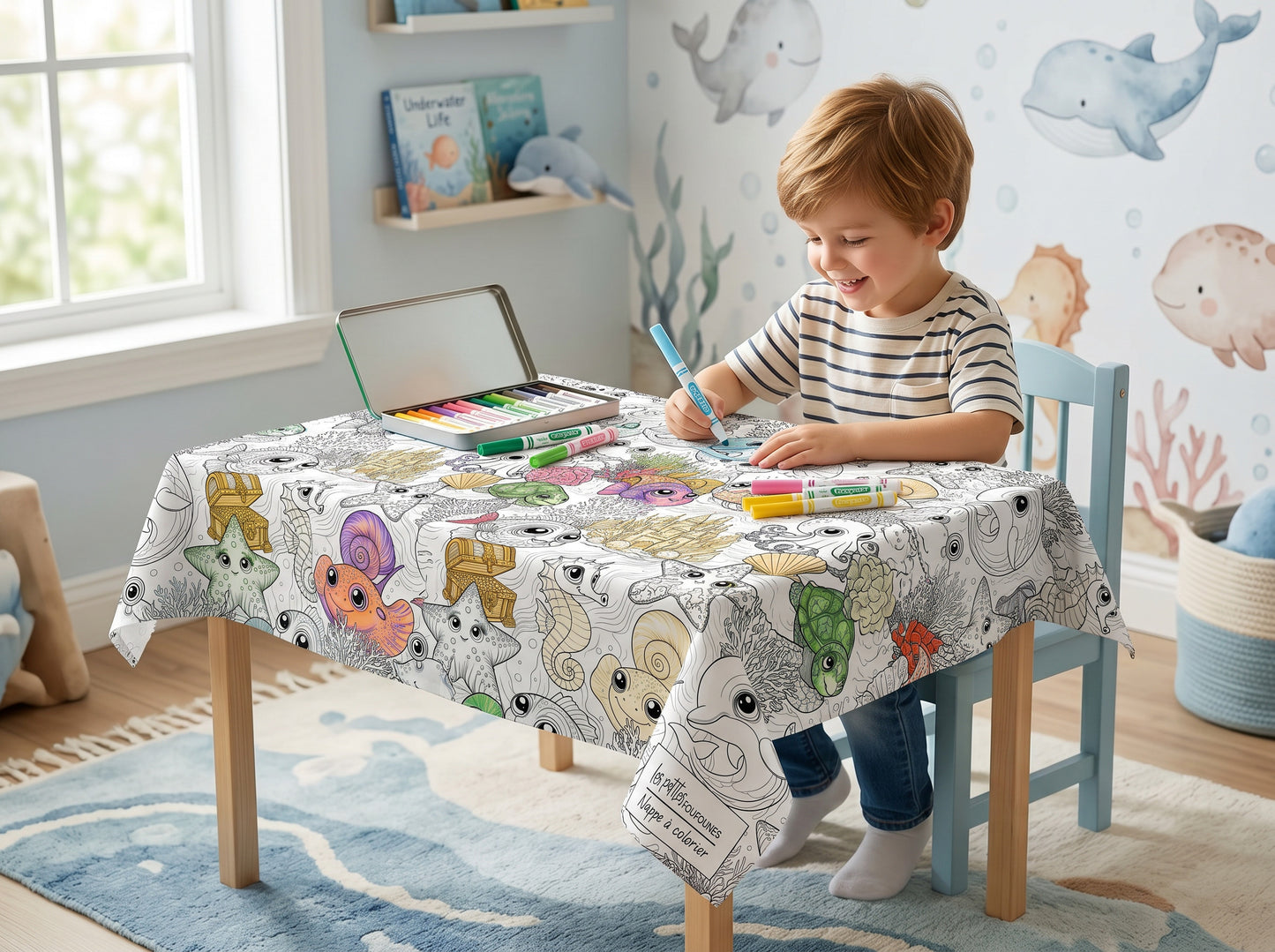 Nappe à colorier - Trésors-marin