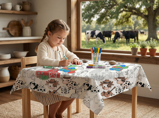Nappe à colorier - Vache anniversaire