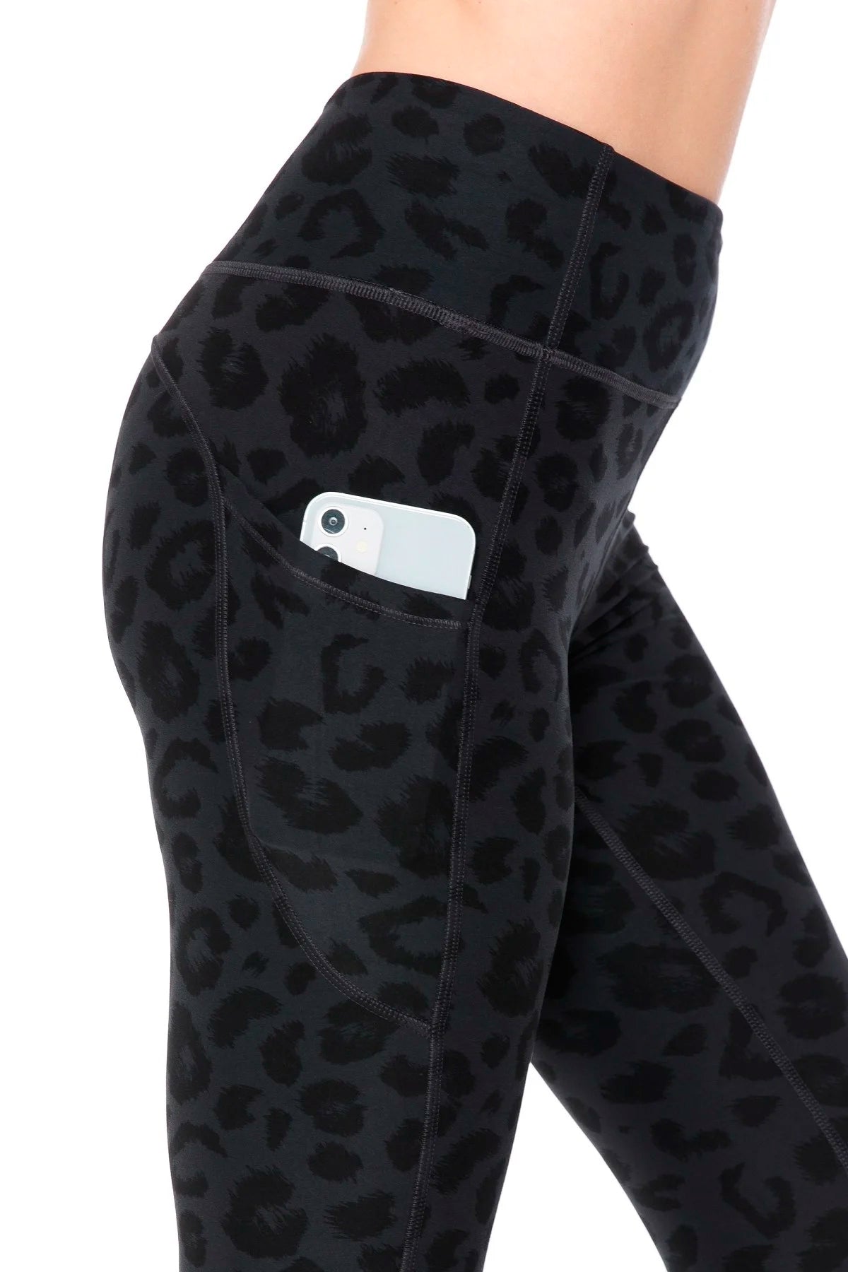 Leggings Yoga avec poche - Noir léopard (6915203858569)